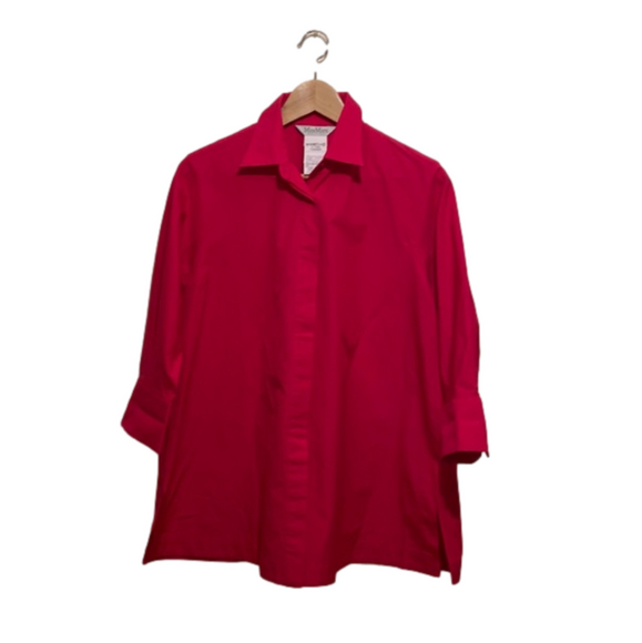 MAXMARA MADE IN ITALY PINK A LINE BUTTON DOWN COTTON SHIRT . SIZE 2 - Picture 1 of 9